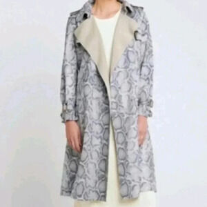 Few Moda Animal Print Trench Coat long line Jacket Sz  M